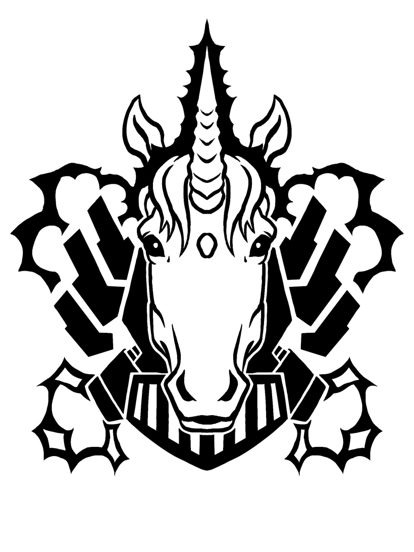 An image of a unicorn's head superimposed on a lightning rail engine. 